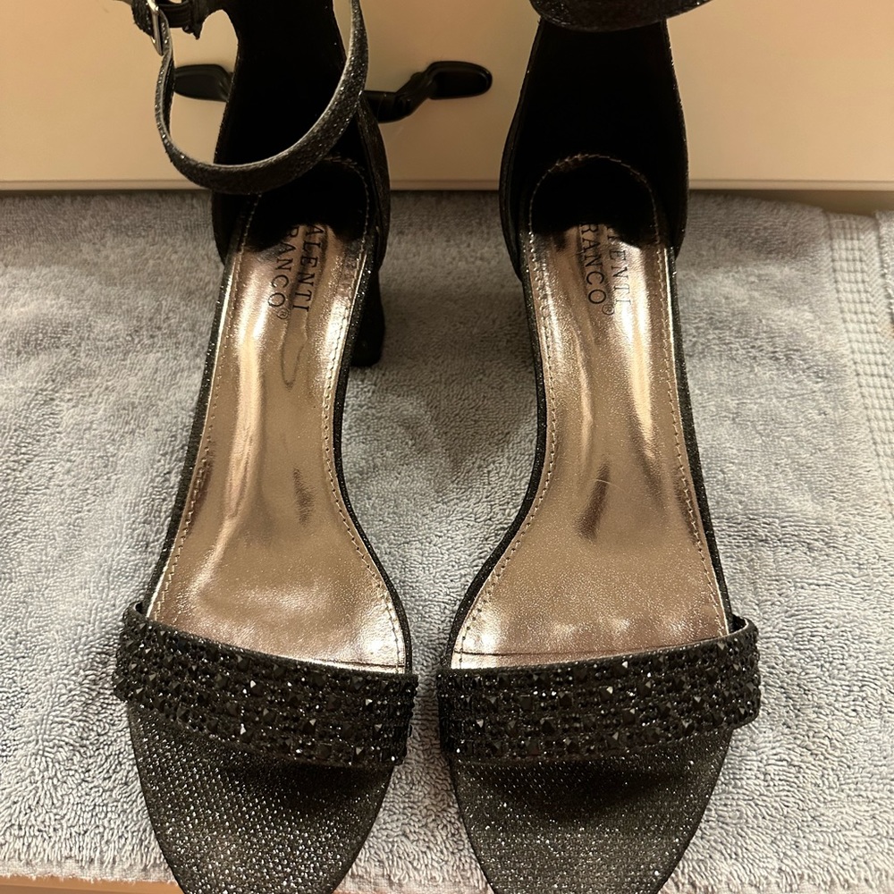 Mother of the groom shoes that I wore once. black sequence ankle straps. - Picture 6 of 6
